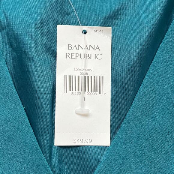 Banana Republic Turquoise 100% Silk Sleeveless Blouse Size 8. NEW - Picture 5 of 7